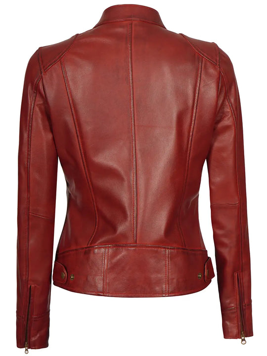 Womens cafe racer real leather jacket