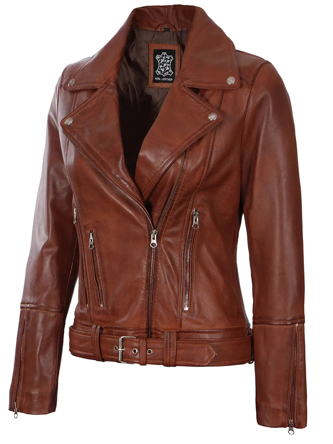Womens leather biker jacket