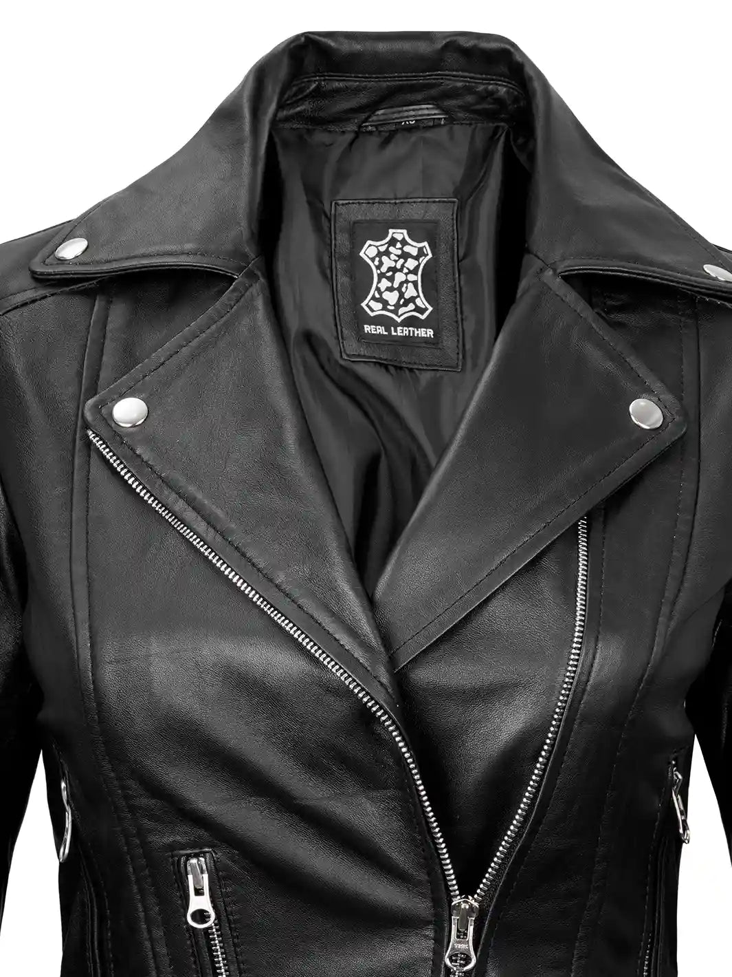 Womens leather moto jacket