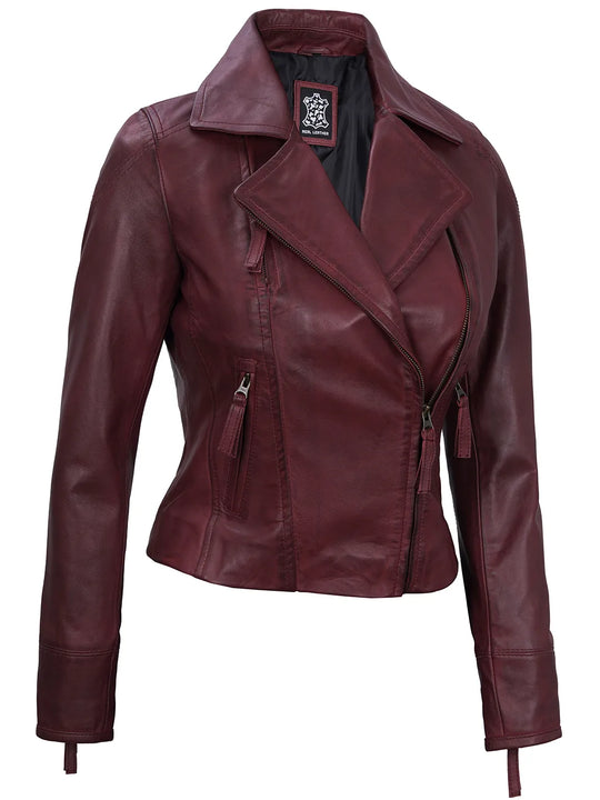 Womens maroon leather jacket