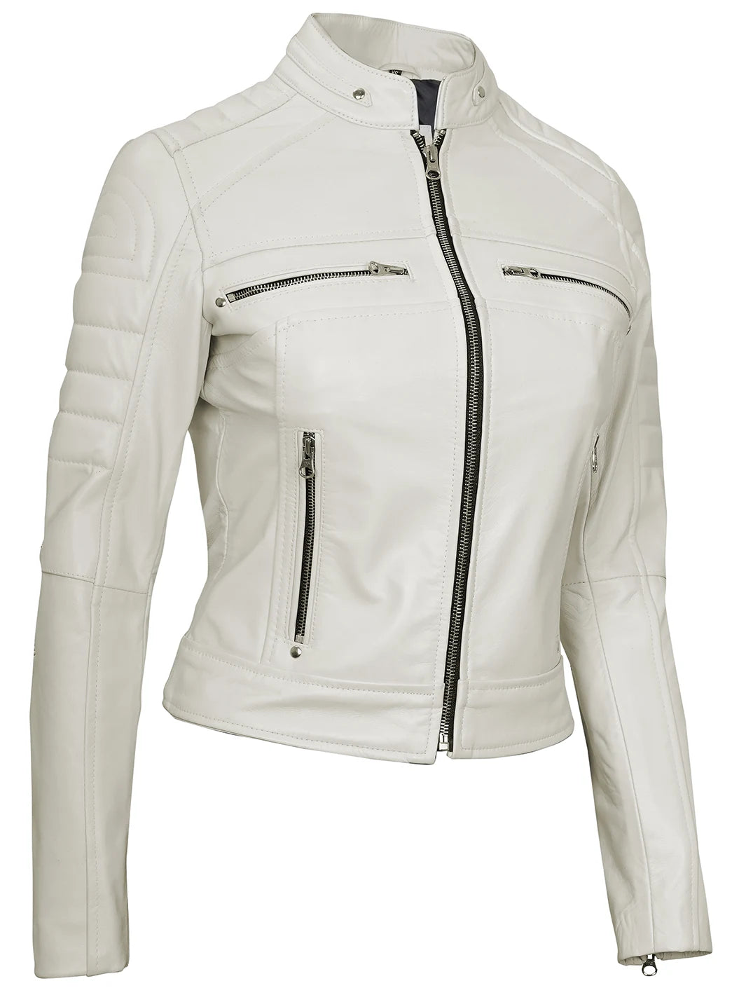 Womens real leather moto jacket