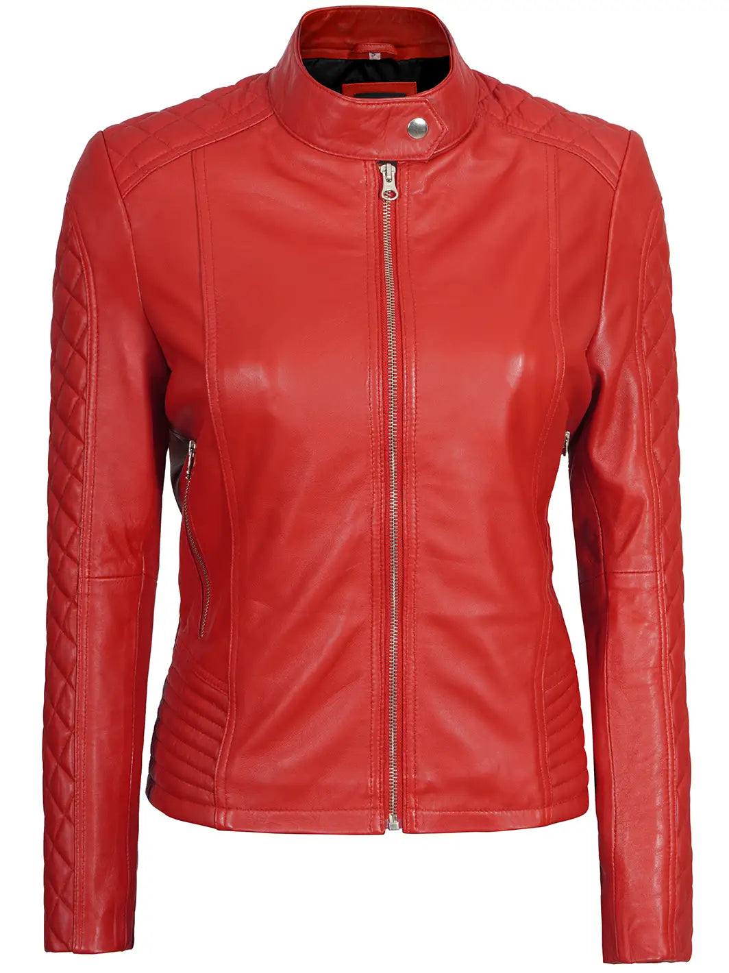 Womens red leather jacket