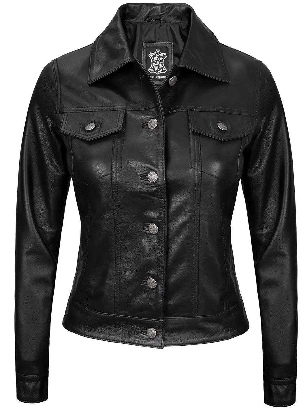 Womens trucker leather jacket
