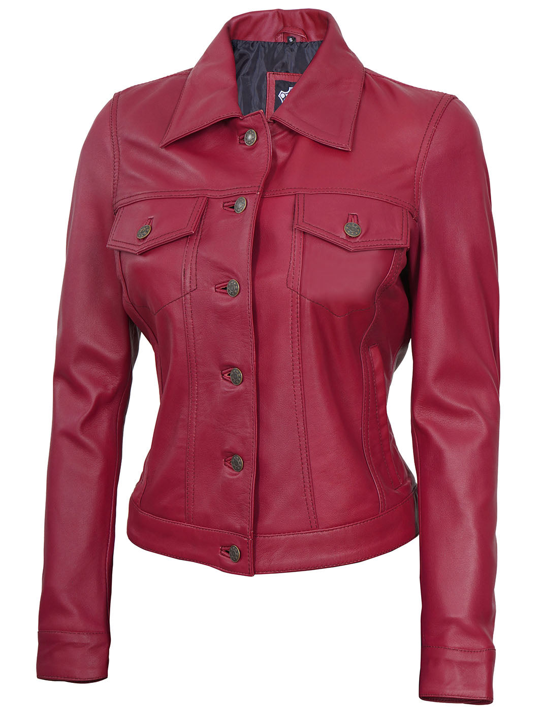 Trucker Leather Jacket for Womens Pink
