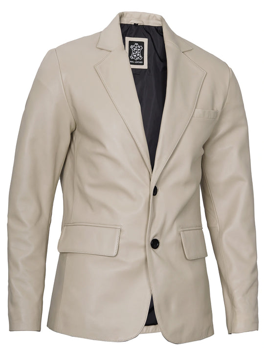 beige leather blazer