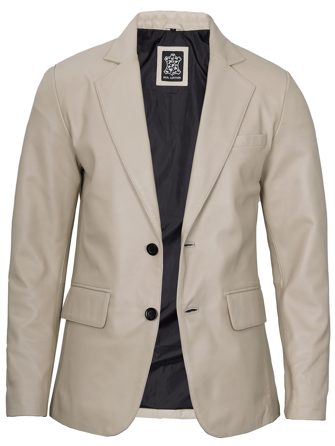 beige leather blazer for men
