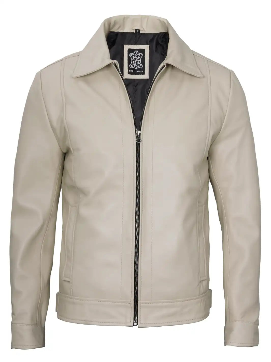 beige leather jacket for men
