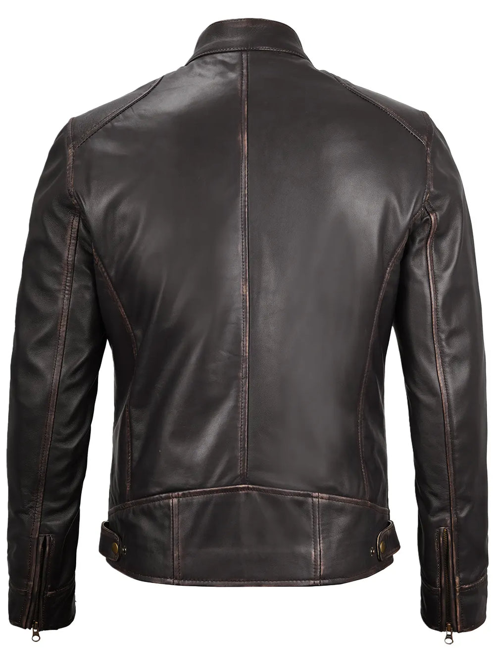Dark brown real leather jacket for women