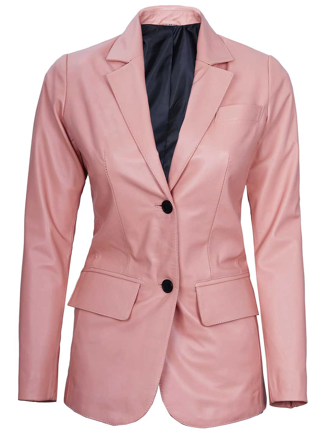 leather blazer pink