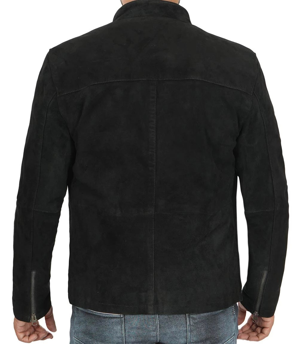 Bond Black Casual Suede Jacket for Men Decrum