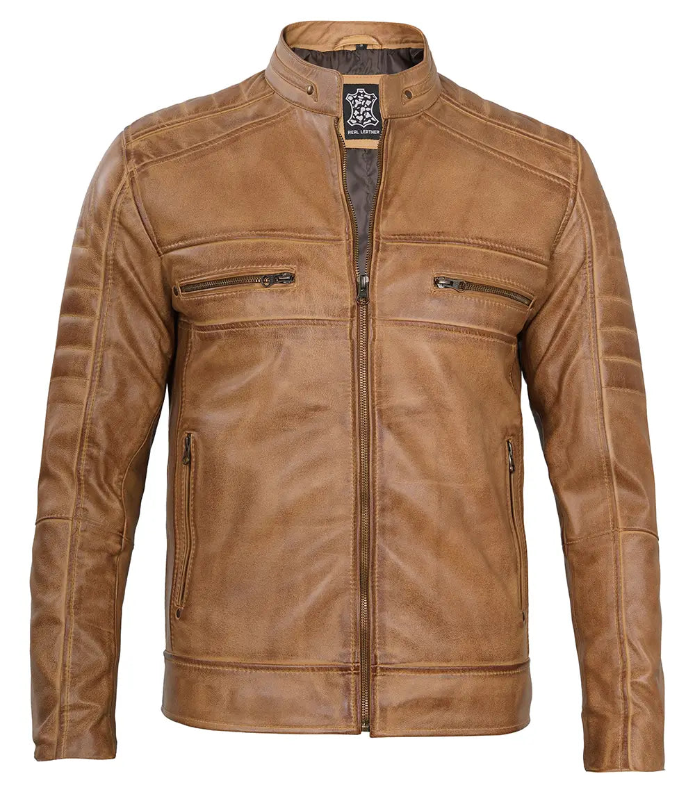 Austin Brown Cafe Racer Jacket for Men Decrum