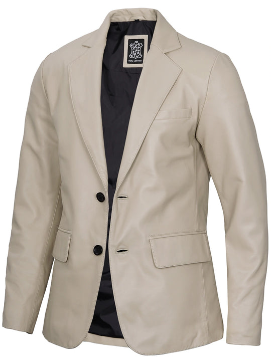 mens leather beige blazer