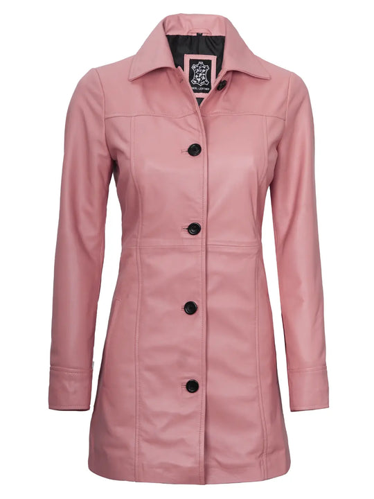 pink leather coat