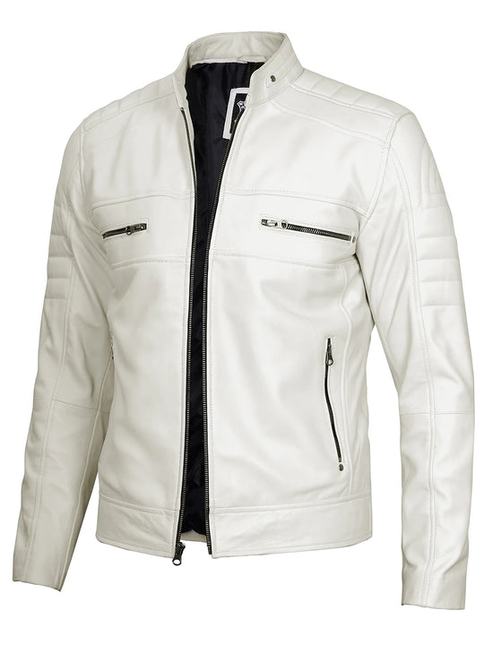 Real leather off white jacket