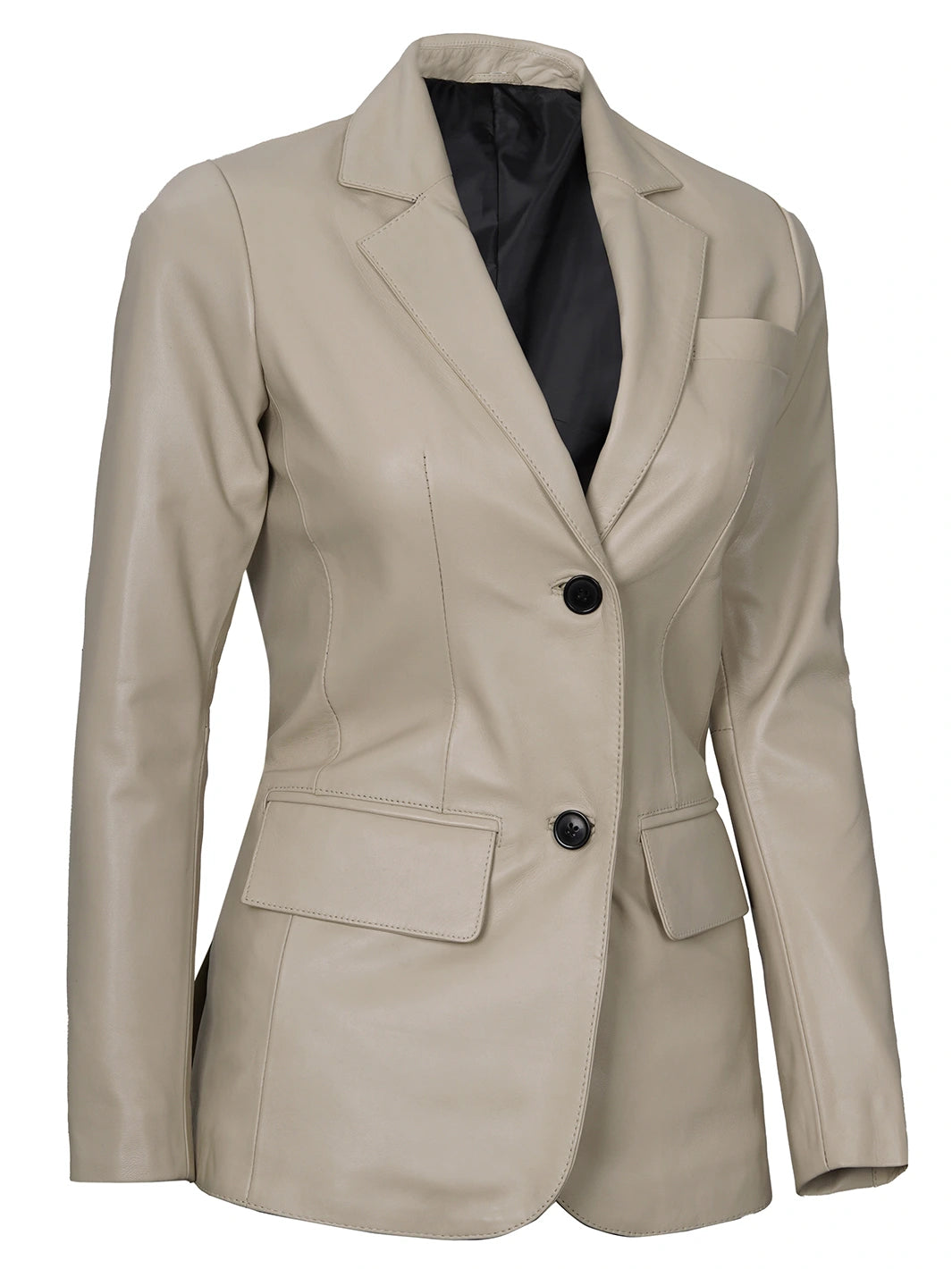 women beige leather blazer