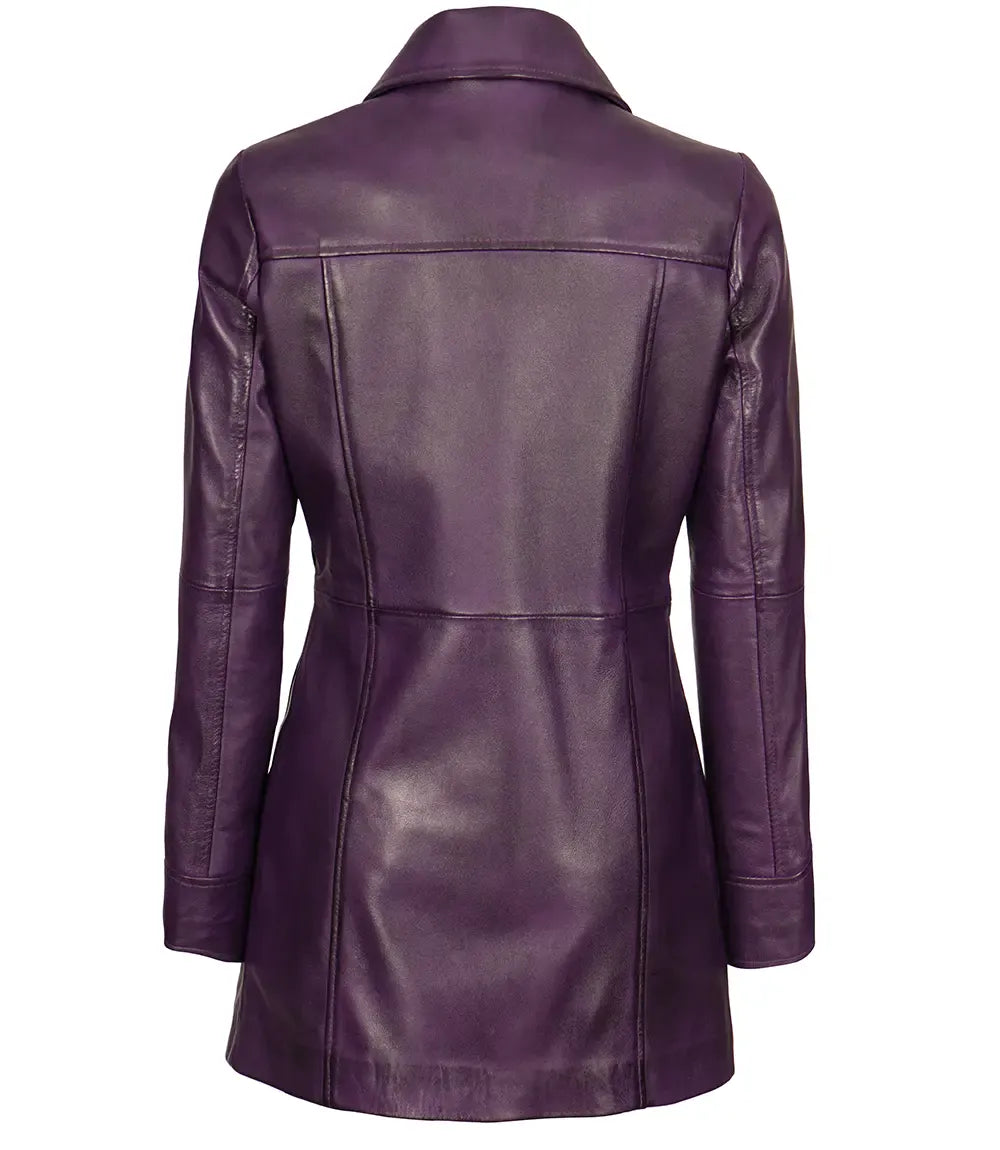 Leather car coat womens hot sale