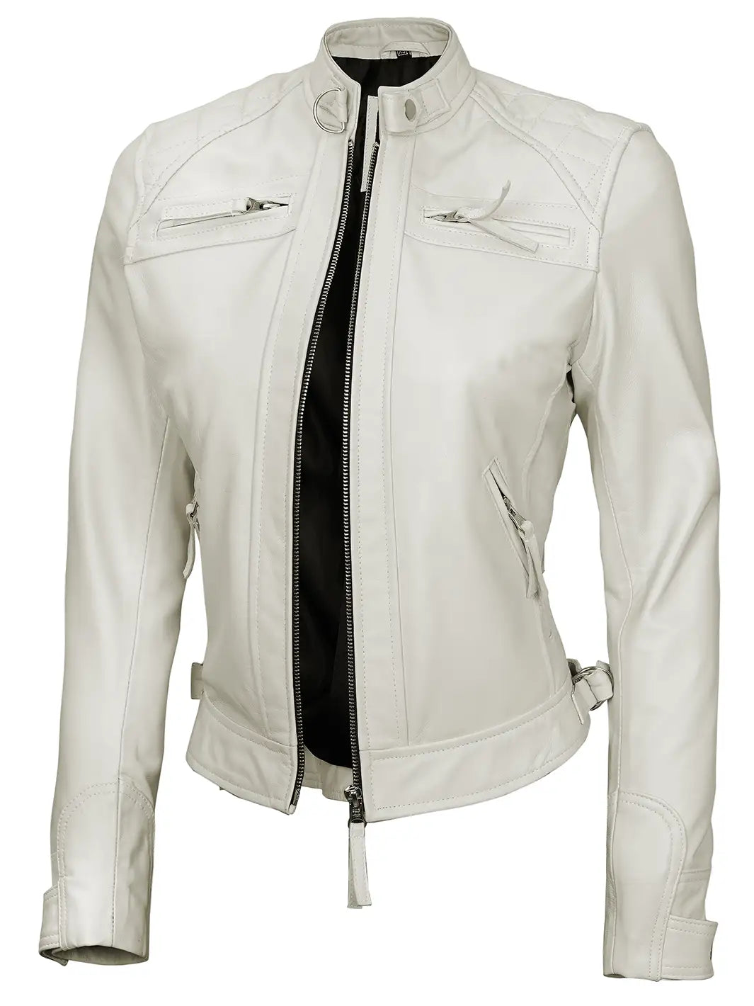 Womens leather jacket off white