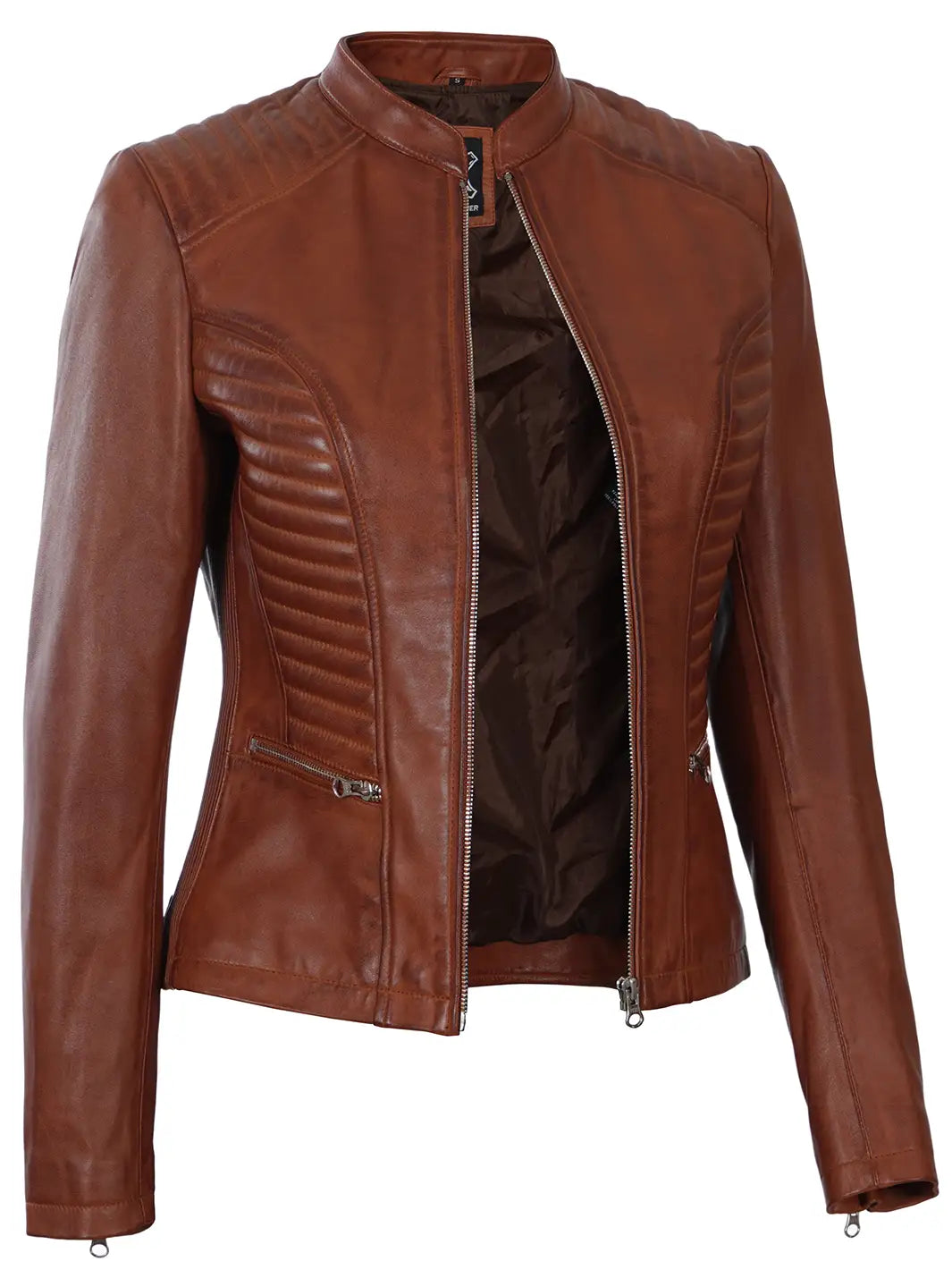 Womens leather moto jacket