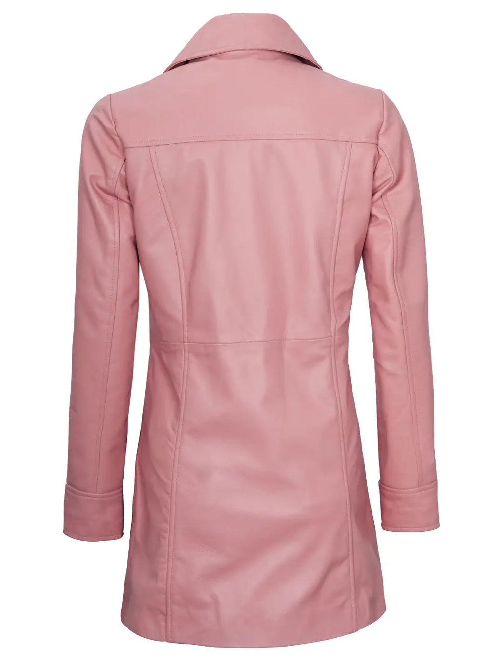 Women pink leather coat