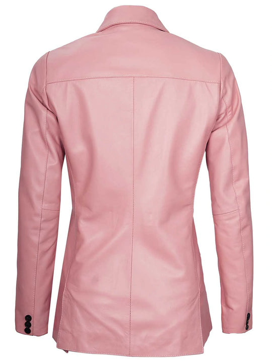 womens pink real leather  blazer