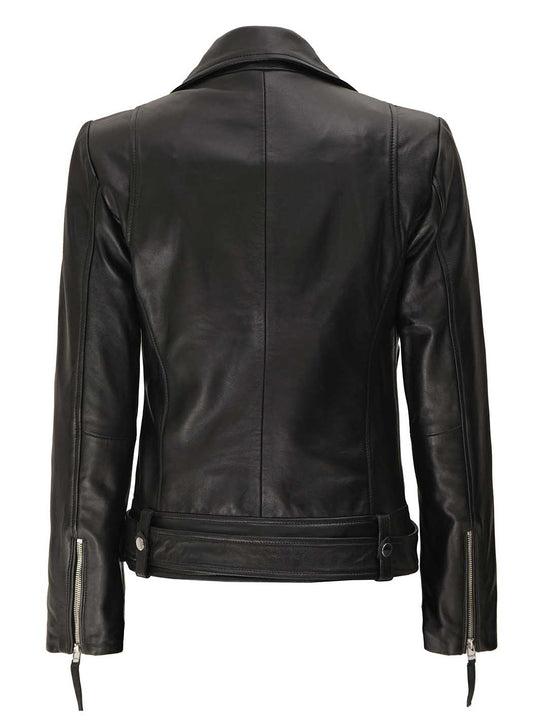 Angela Womens Black Leather Jacket