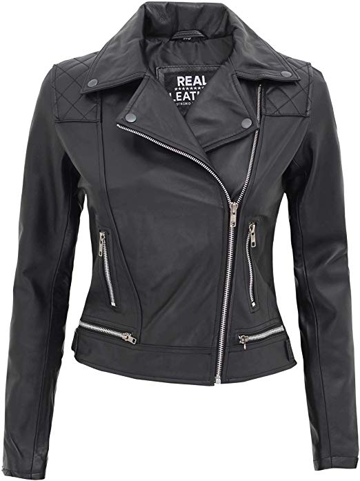 Asti Women Black Quilted Asymmetrical Leather Jacket
