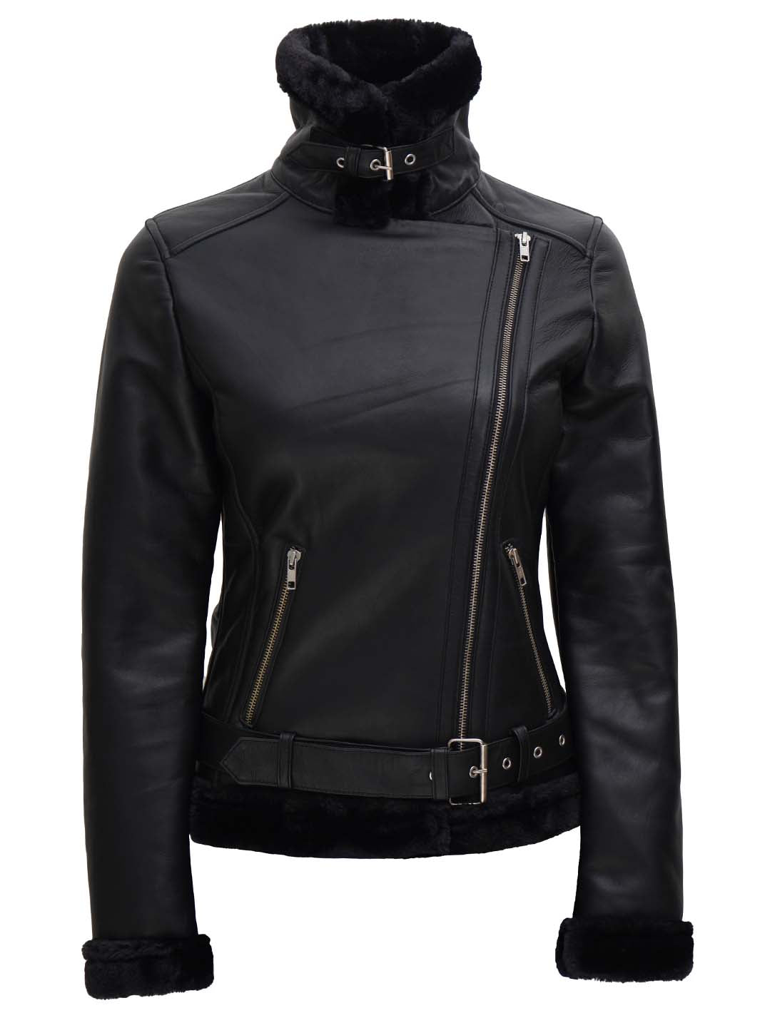 Agnes Women Shearling Black leather jackets