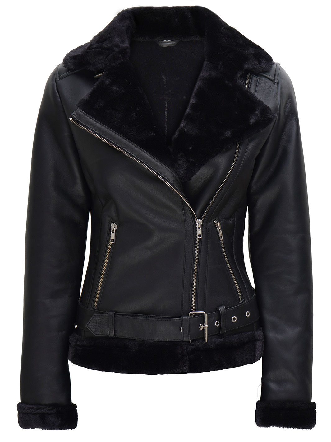 Agnes Women Shearling Black leather jackets