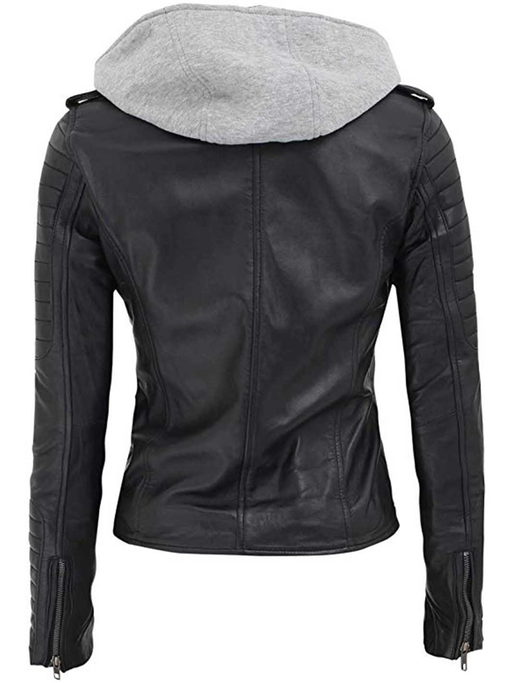 Bagheria Women Leather Jacket With Hood