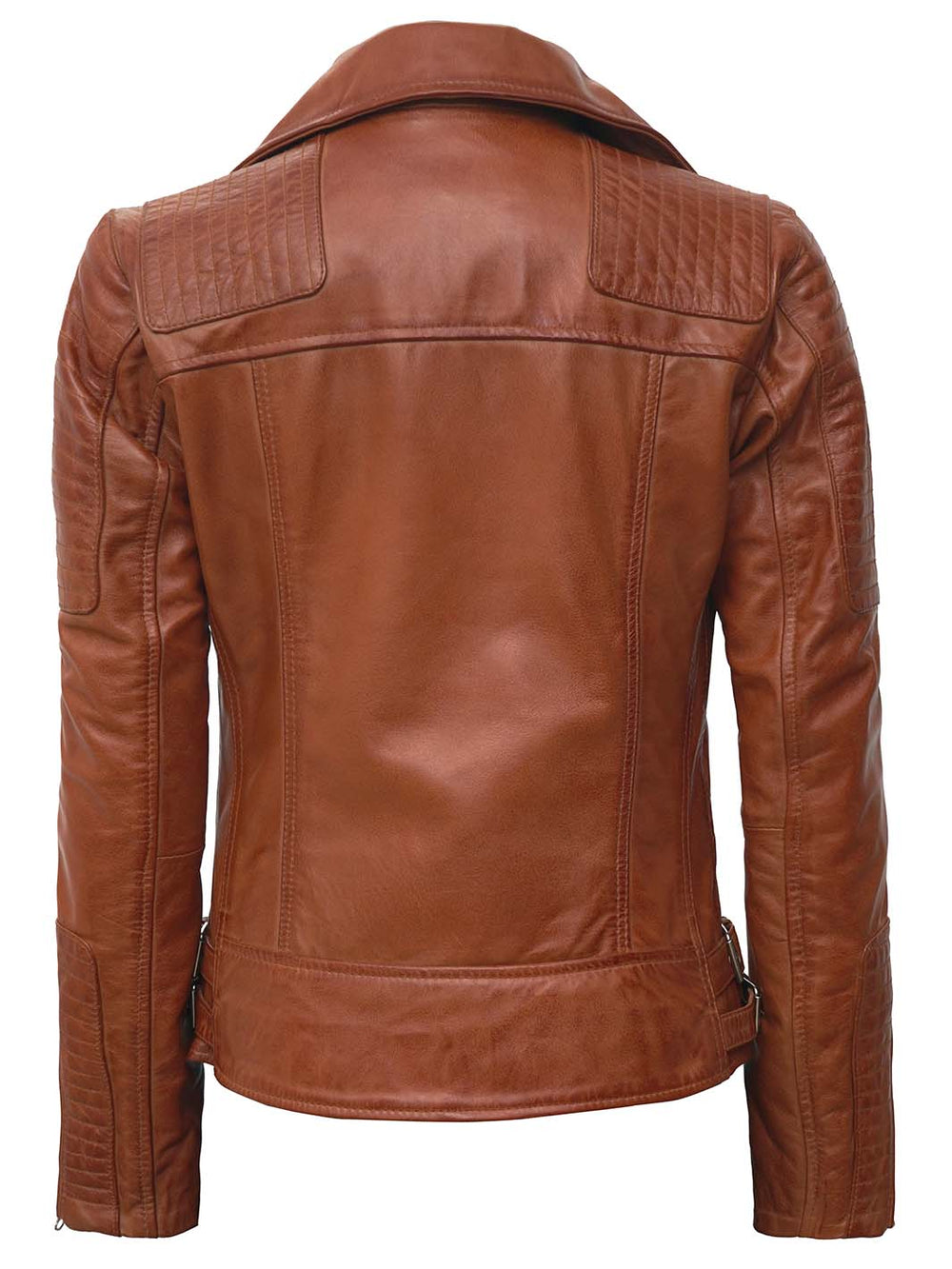 Bari Quilted Tan Leather Jacket For Women