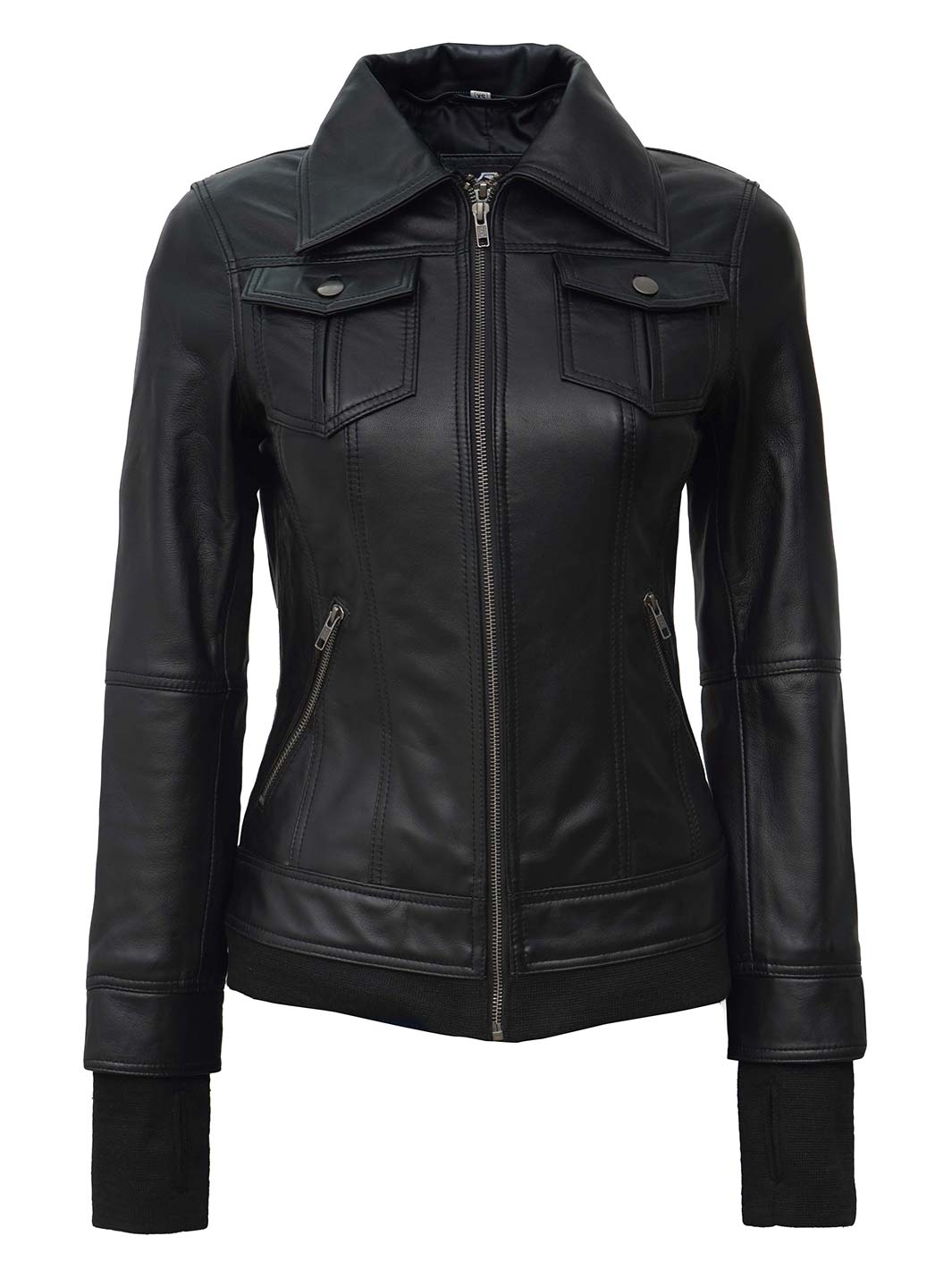 womens brown leather bomber jacket with hood