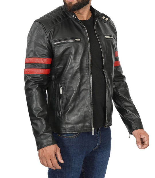 Black biker Leather Jacket for Mens 