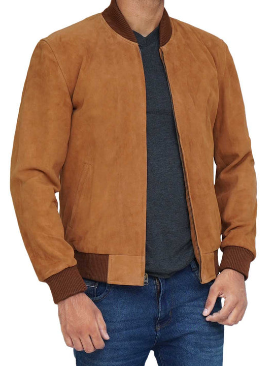 Mens Suede Bomber Leather Jacket