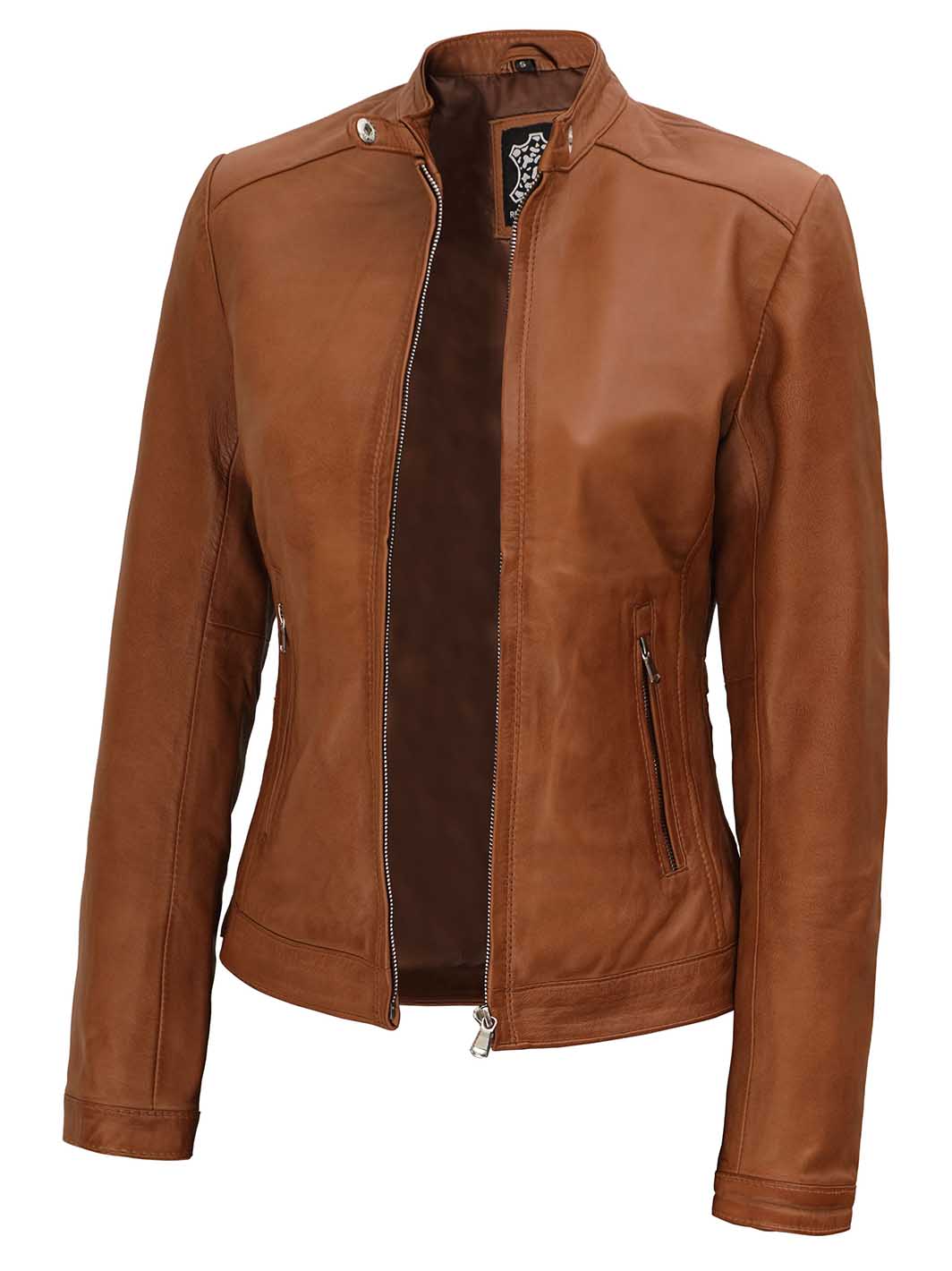 Calgary Tan Wax Leather Motorcycle Jacket