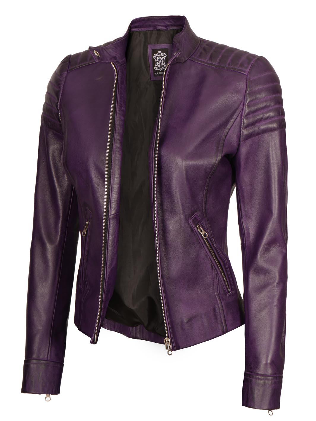 Womens Purple Real Lambskin Leather Jacket