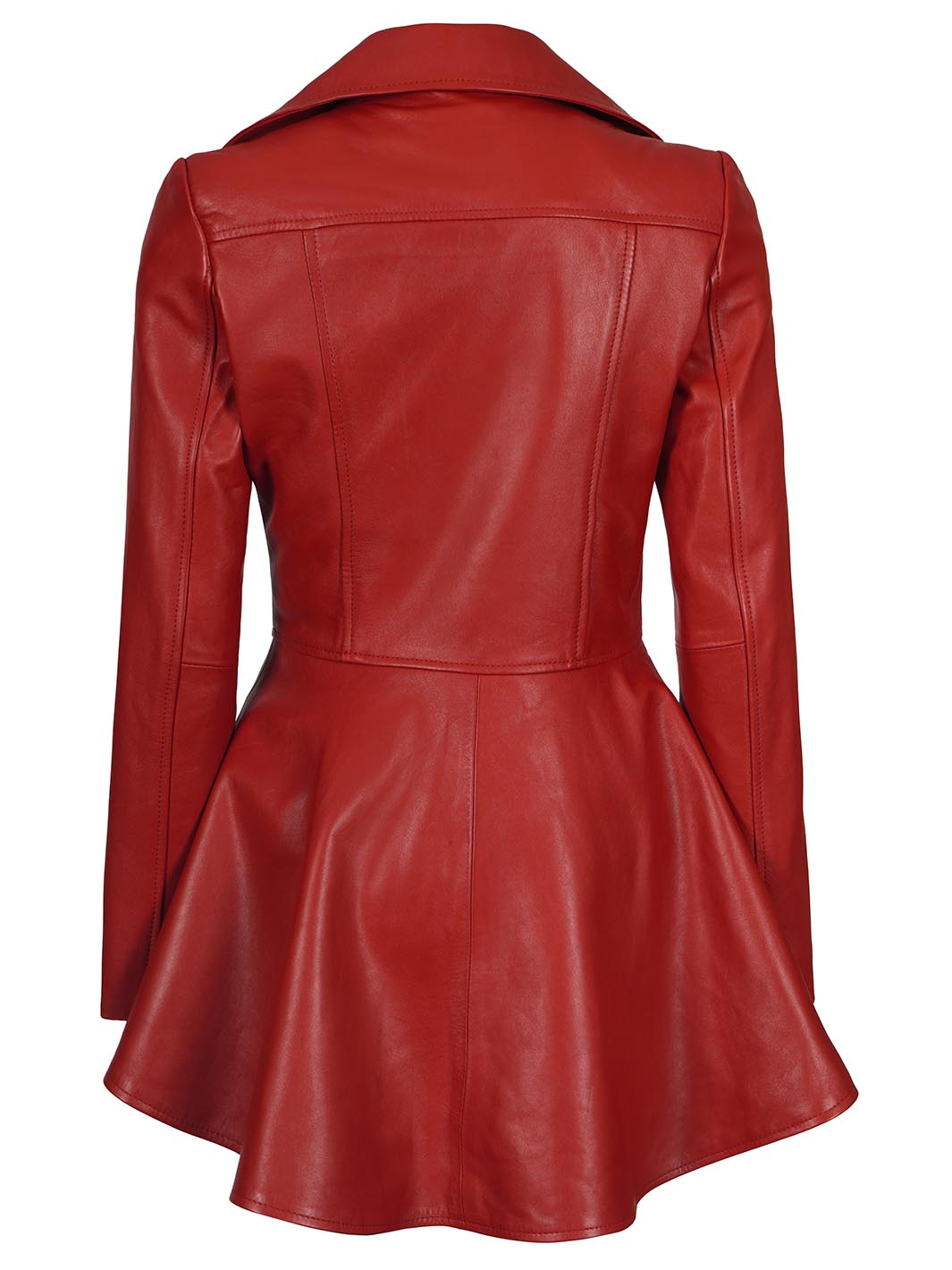 Clarissa Womens Red Peplum Leather Jacket
