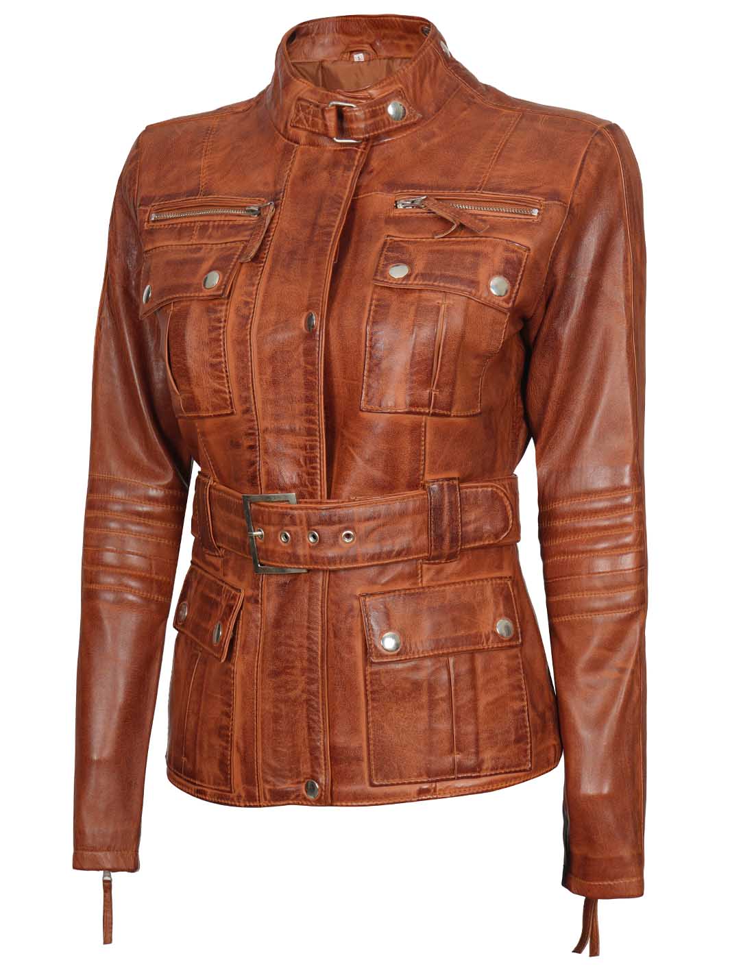 Women Cognac  Leather Jacket