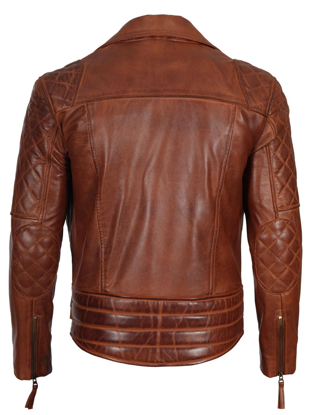 Mens Cognac Brown Biker Leather jacket