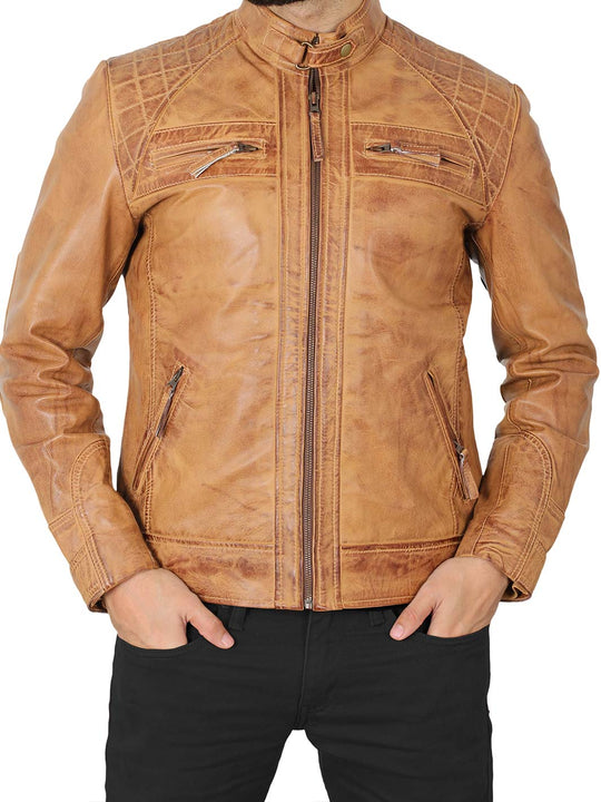 Camel Leather jacket for men