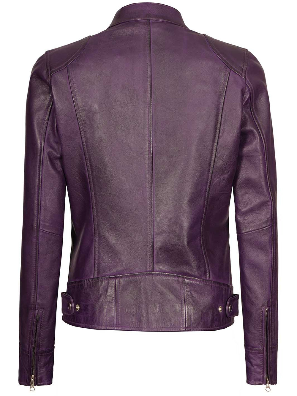 women purple leather jacket