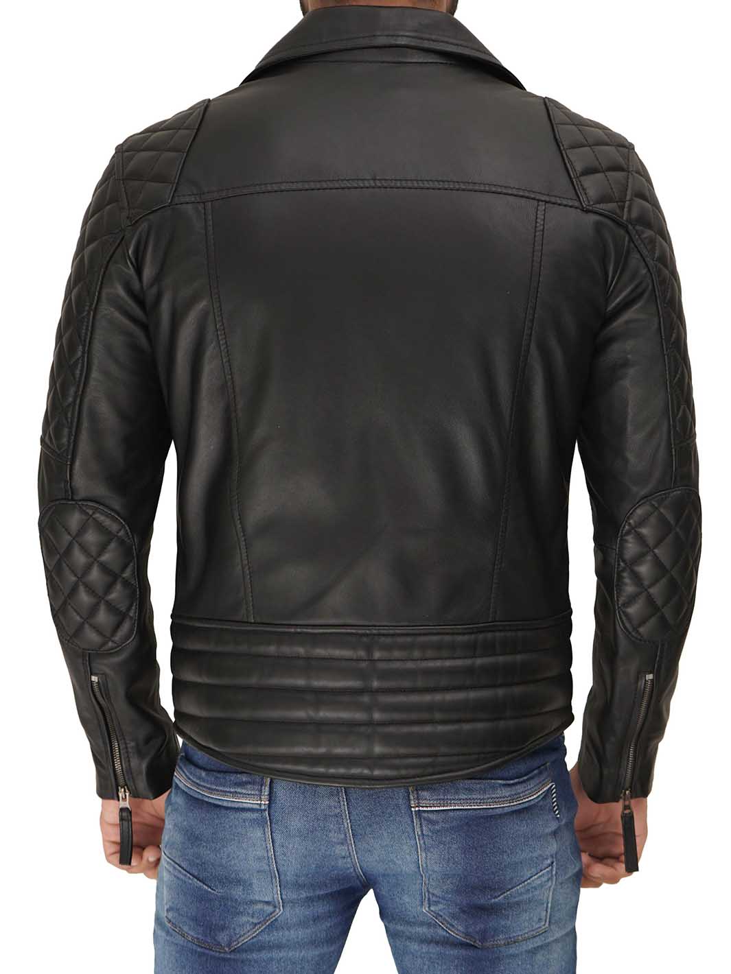 Frisco Mens Black Quilted Asymmetrical Leather Jacket