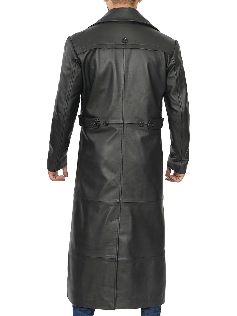 Mens Jackson Black Leather Long coat
