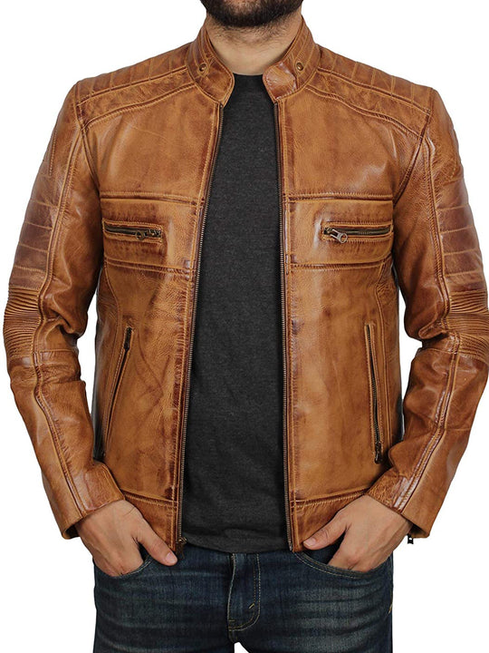 Camel Brown Leather Jacket 