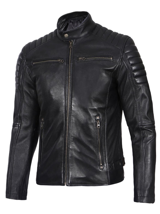 Mens Black lambskin Leather Jacket
