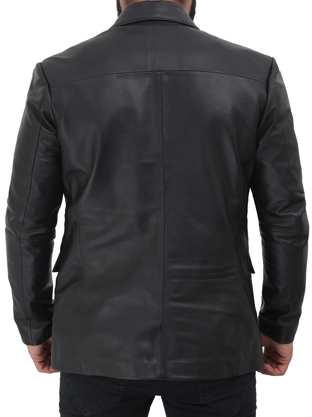 Brandon Men's Black Leather Blazer