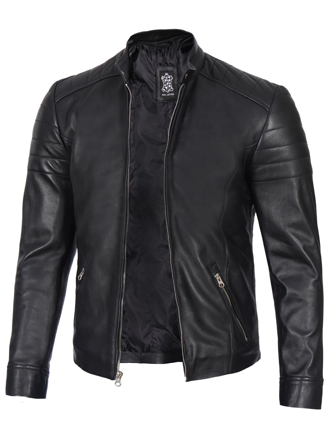 Men's Black Cafe Racer Leather | Timeless Moto Style – Decrum