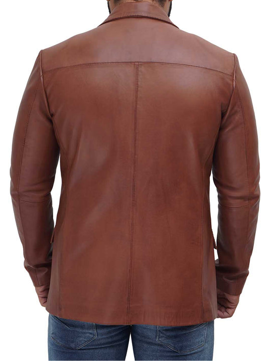 Brandon Men's Brown Leather Blazer