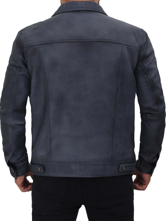 Fernando Men's Black Leather Trucker Jacket