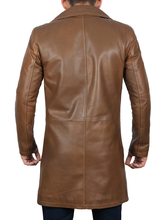 Jackson Manteau de voiture en cuir marron pour homme