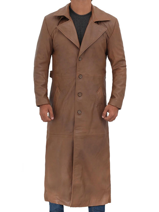 Brown Leather Long Coat